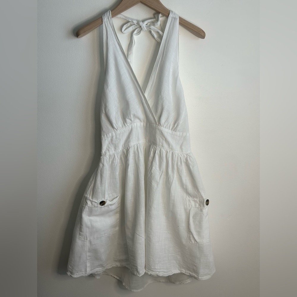 White Halter Dress with Pockets